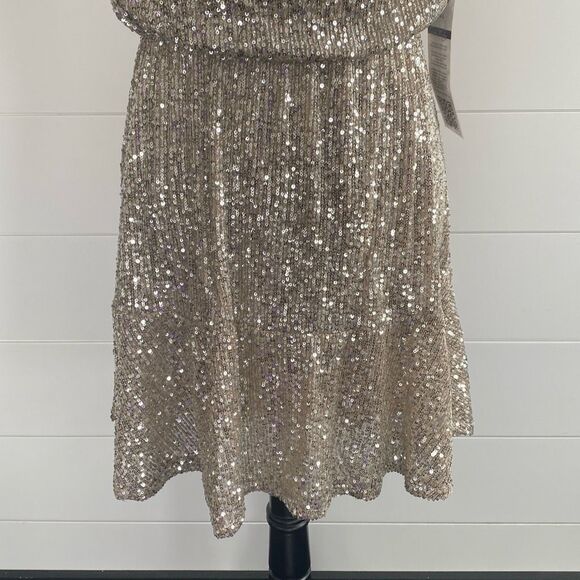 Dalia MacPhee Gold Sequin Embellished Mini Dress - Picture 3 of 10